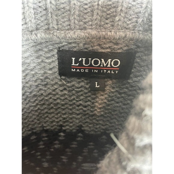 L’uomo Cowl Neck Sweater L Wool Blend Made in Italy Button Warm Winter Pullover - Picture 8 of 9